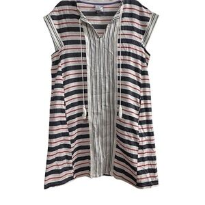 Vivi by Violet Weekend Women's Striped Sleeveless Dress M Side Pockets